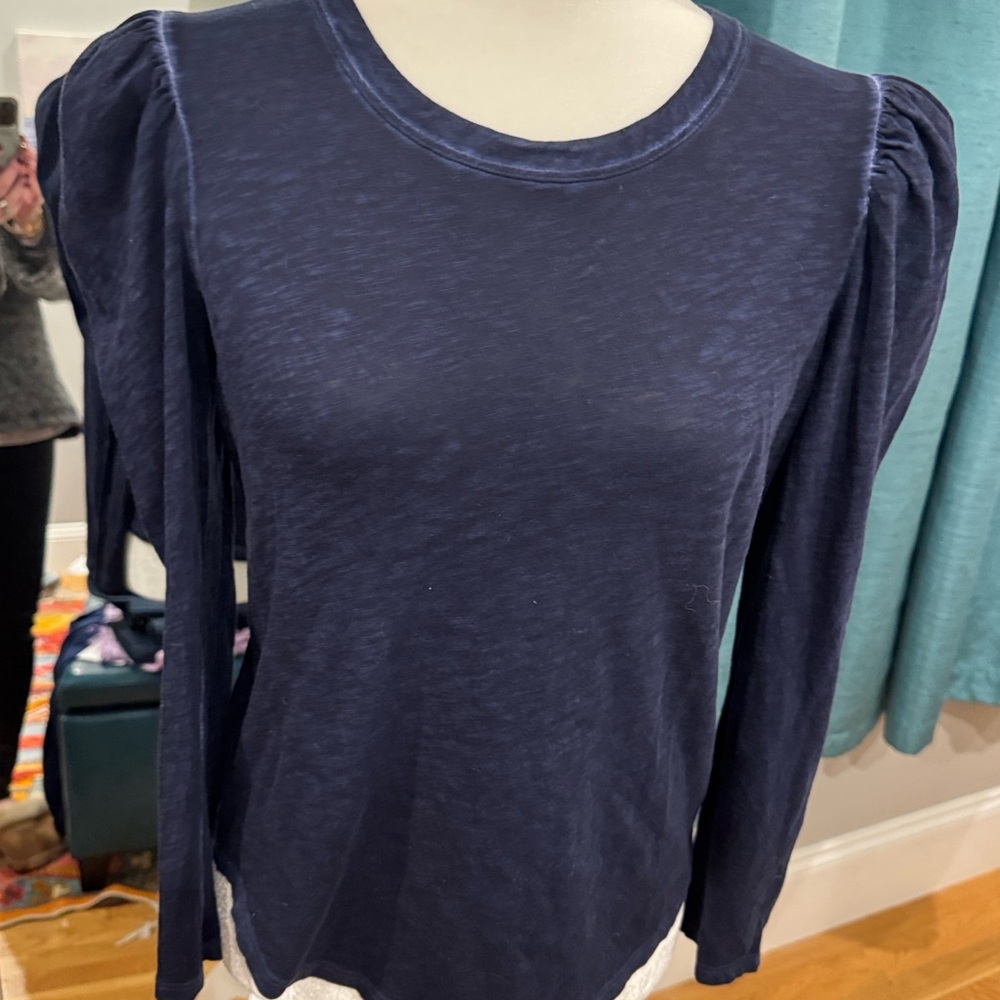 Veronica Beard Dark Blue Long Sleeve Top